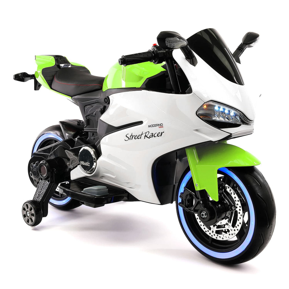 Street Racer 12V Electric Kids Ride-On Motorcycle | Green