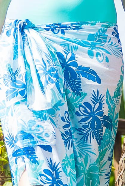 Hibiscus print cotton sarong pare - Australian home of West Indies Wear