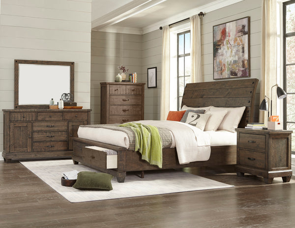 New Haven 7 Pc Merlot Dark Wood Queen Bedroom Set With Dresser, Mirror, 3  Pc Queen Panel Bed, Nightstand