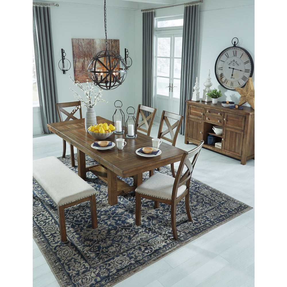 moriville dining table and 4 chairs and bench