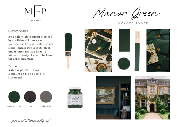  Fuion mineral paint Manor Green mood board