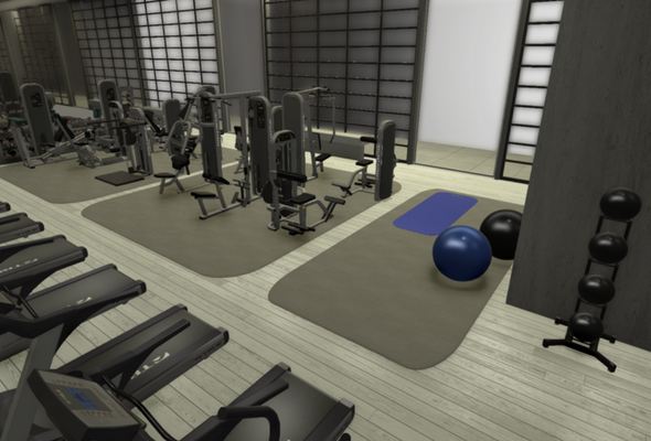 3D render of commercial gym setup