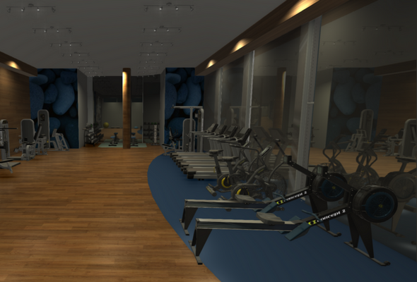 Hotel Gym 3D Render