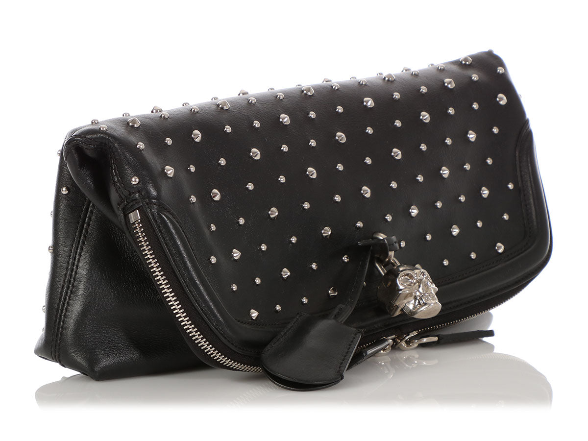 alexander mcqueen black skull clutch