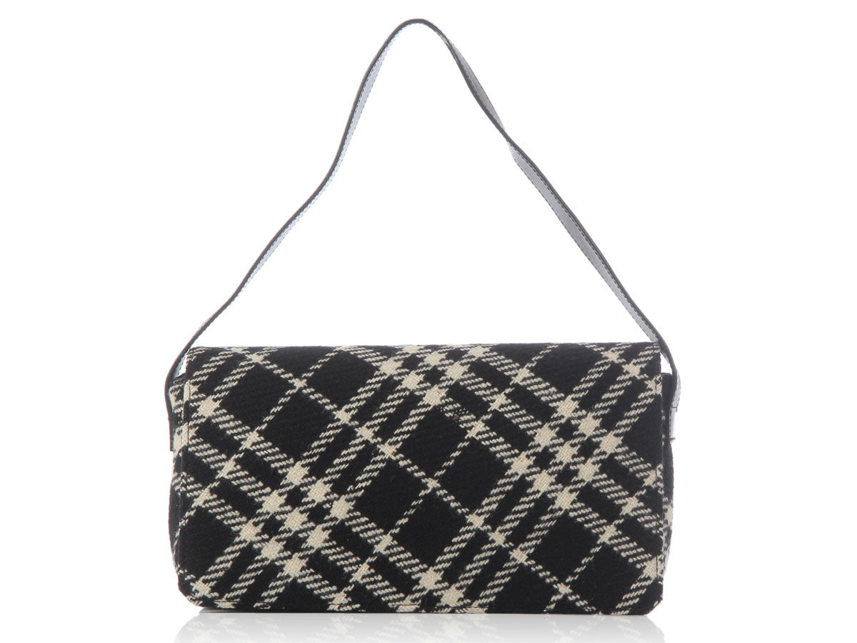 burberry black and white check handbag