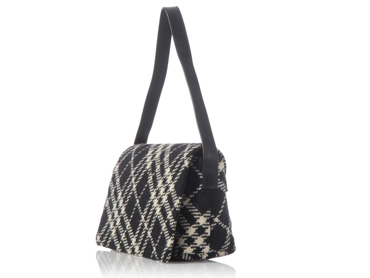 burberry black and white check handbag