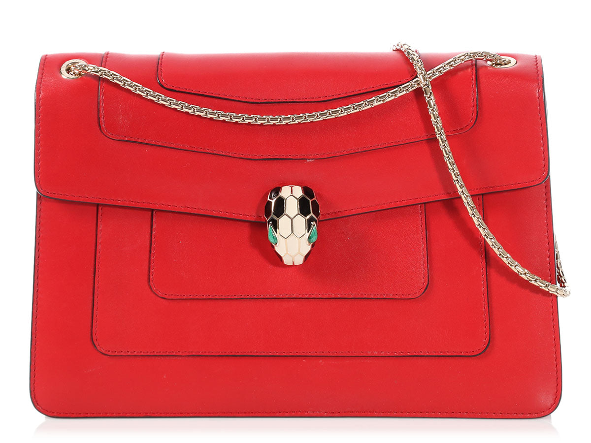 Red Serpenti Forever Flap Cover Bag 