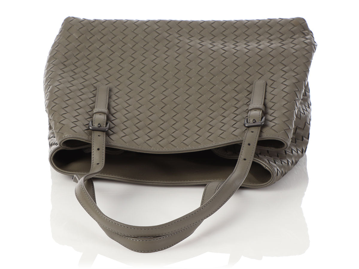 Bottega Veneta Medium Gray Intrecciato Cesta Tote