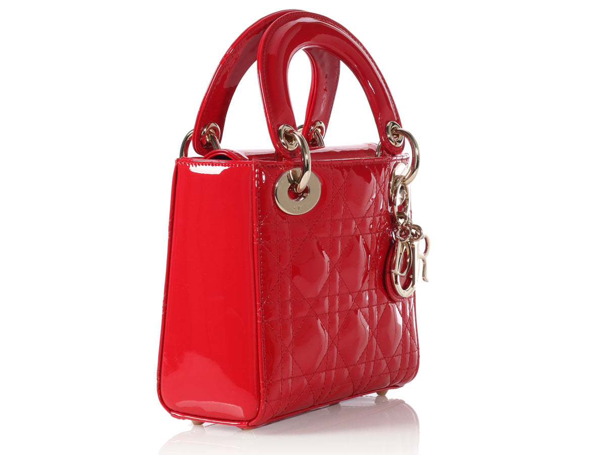 lady dior mini red patent