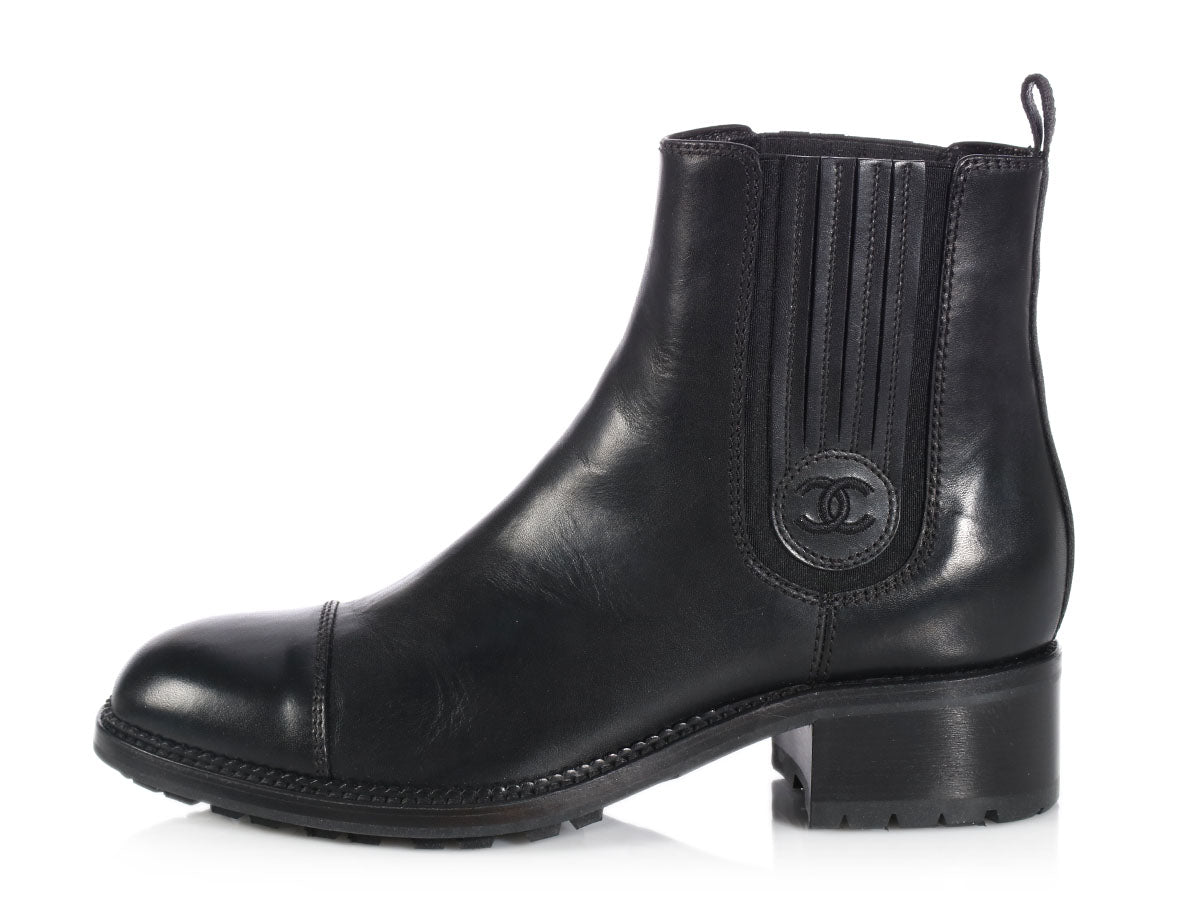 chanel leather ankle boots