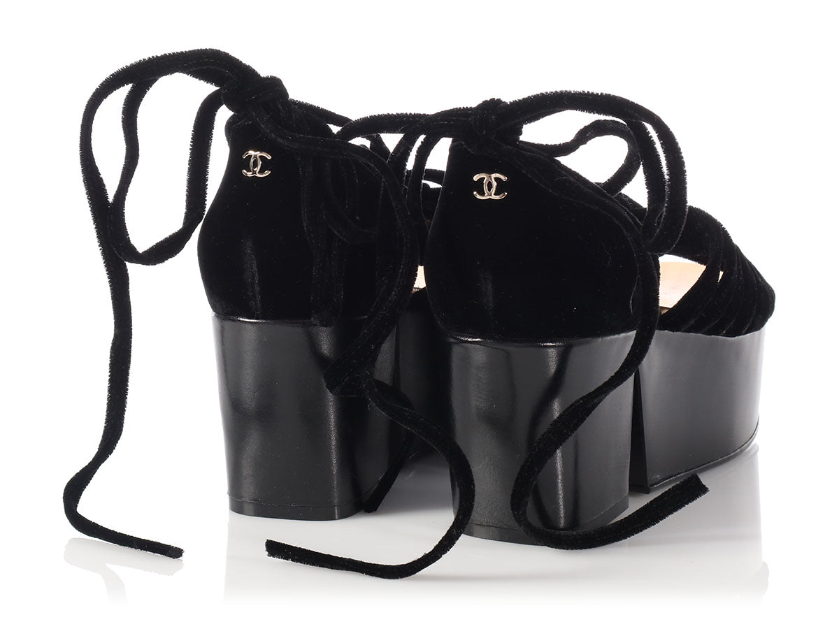 chanel velvet sandals