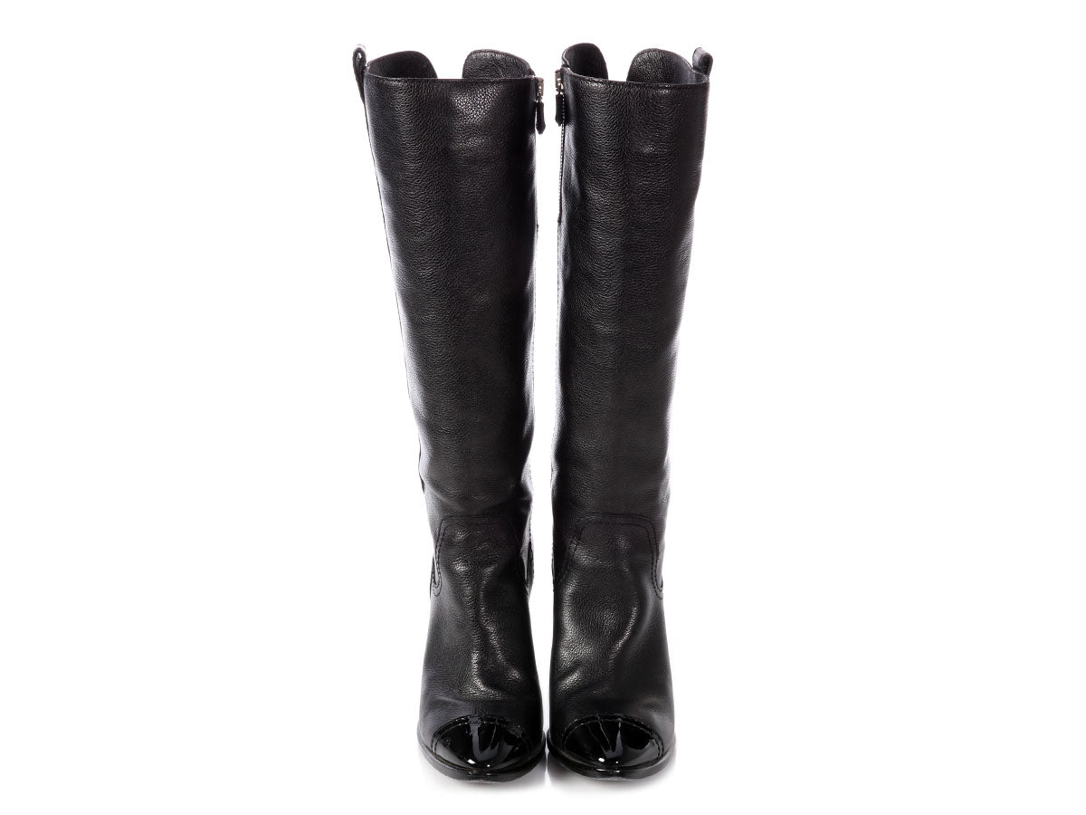 Chanel Black Leather Boots - Ann's Fabulous Closeouts