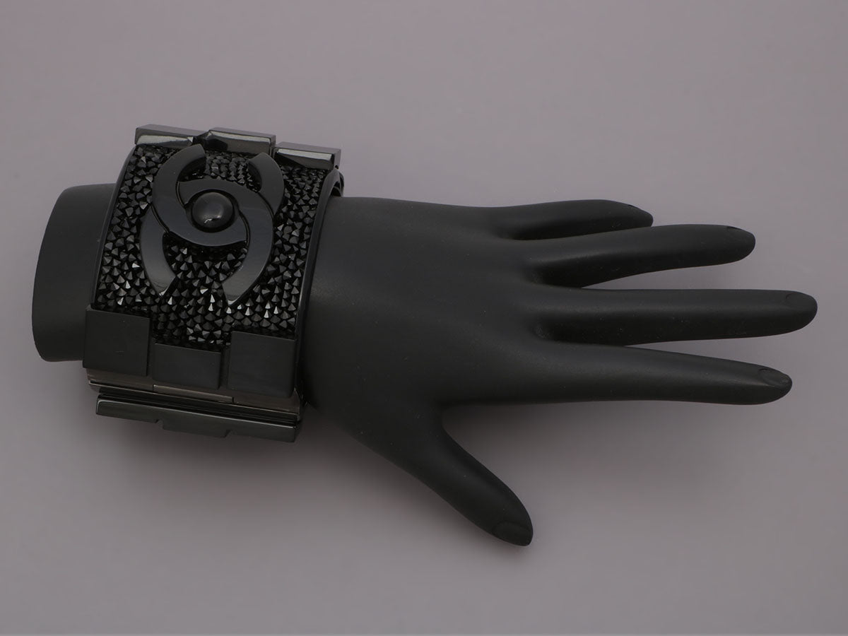 Chanel Limited Edition Black Crystal Lego Brick Boy Cuff - Ann's Fabulous  Closeouts