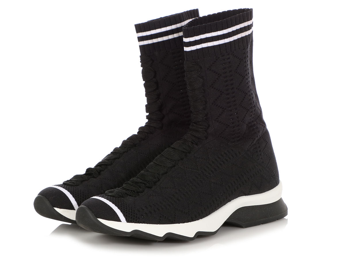 Fendi Black and White Sock Sneakers 
