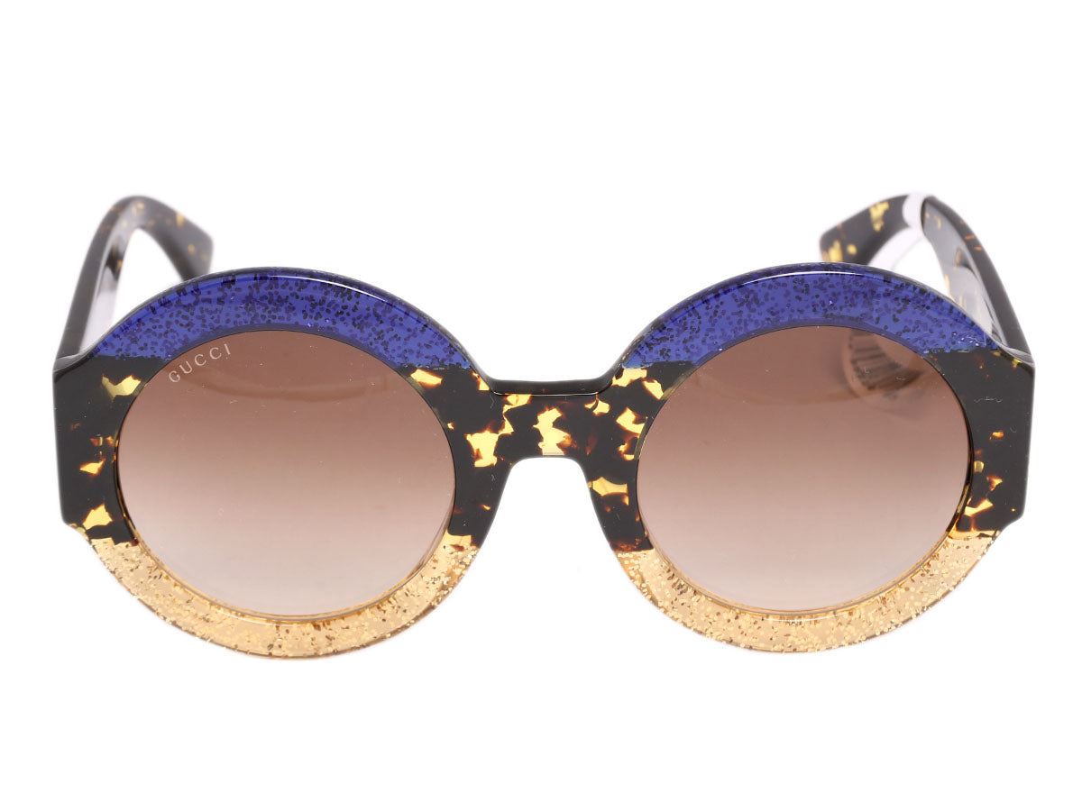 gucci round blue sunglasses