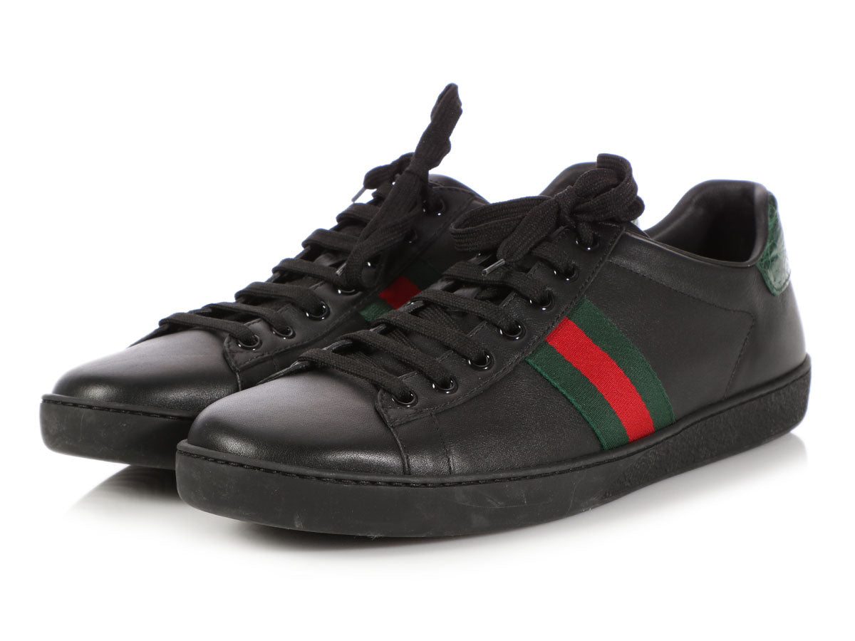 gucci black leather sneakers