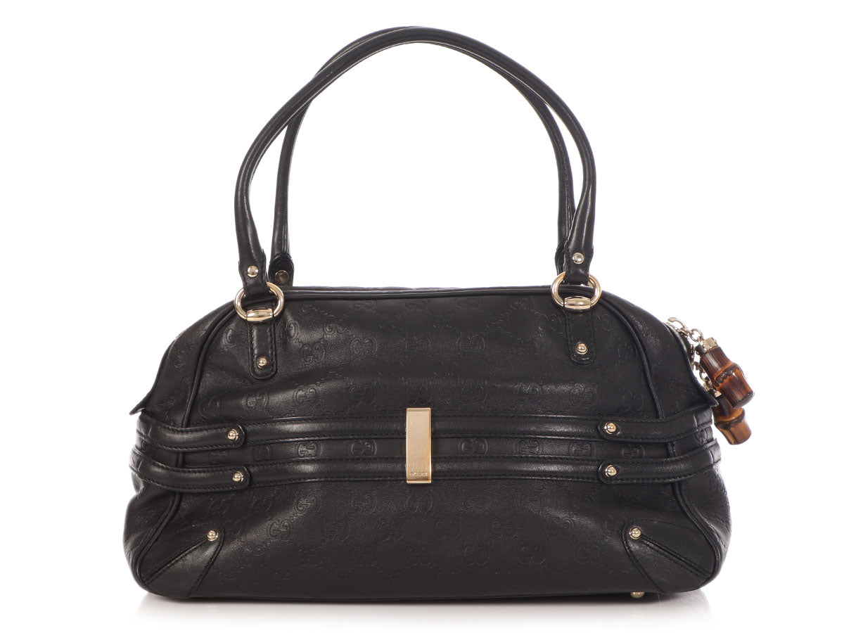 Gucci Large Black Guccissima Wave Boston Bag - Ann&#39;s Fabulous Closeouts