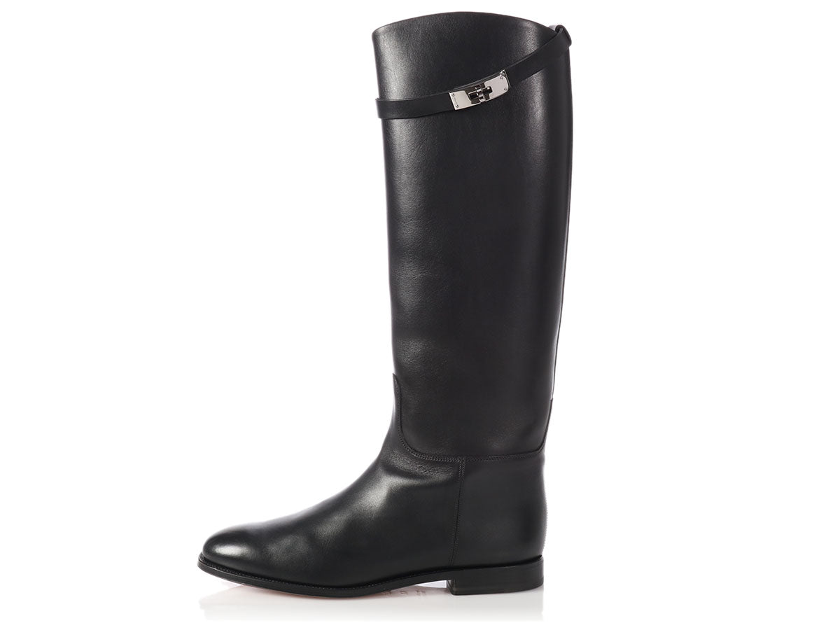Hermès Black Leather Jumping Boots 