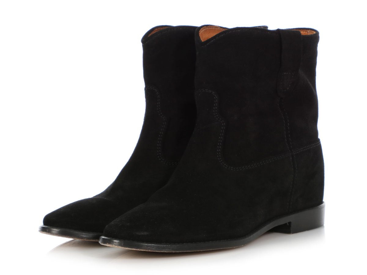 Isabel Black Suede Crisi Ankle Boots - Ann's Fabulous