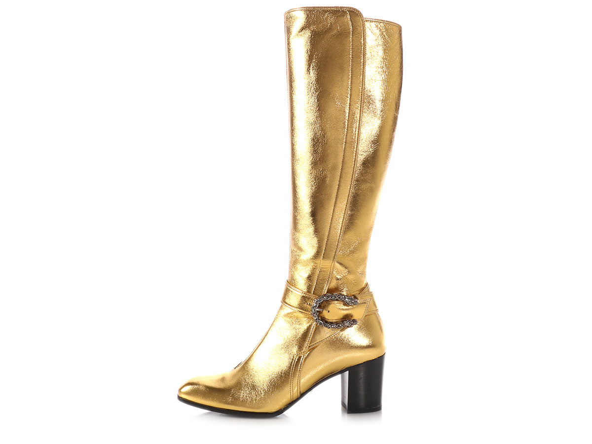 Gucci Metallic Gold Knee Boots - Ann's 