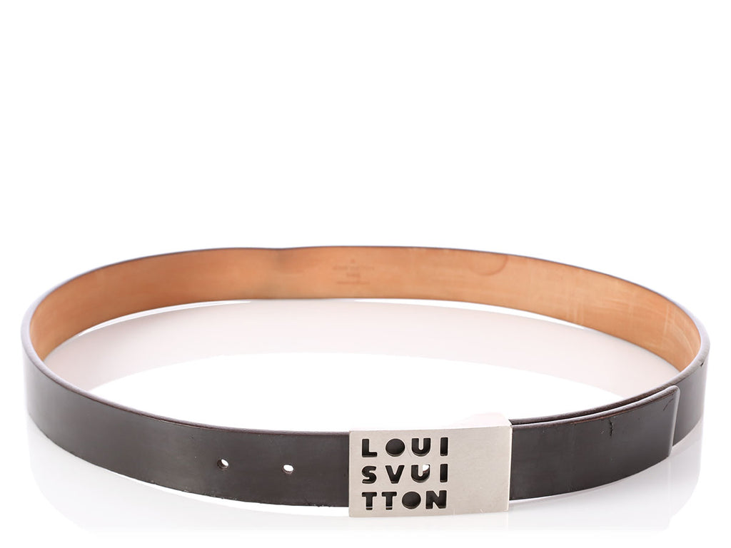 Louis Vuitton Dark Brown Leather Logo Cutout Belt - Ann&#39;s Fabulous Closeouts