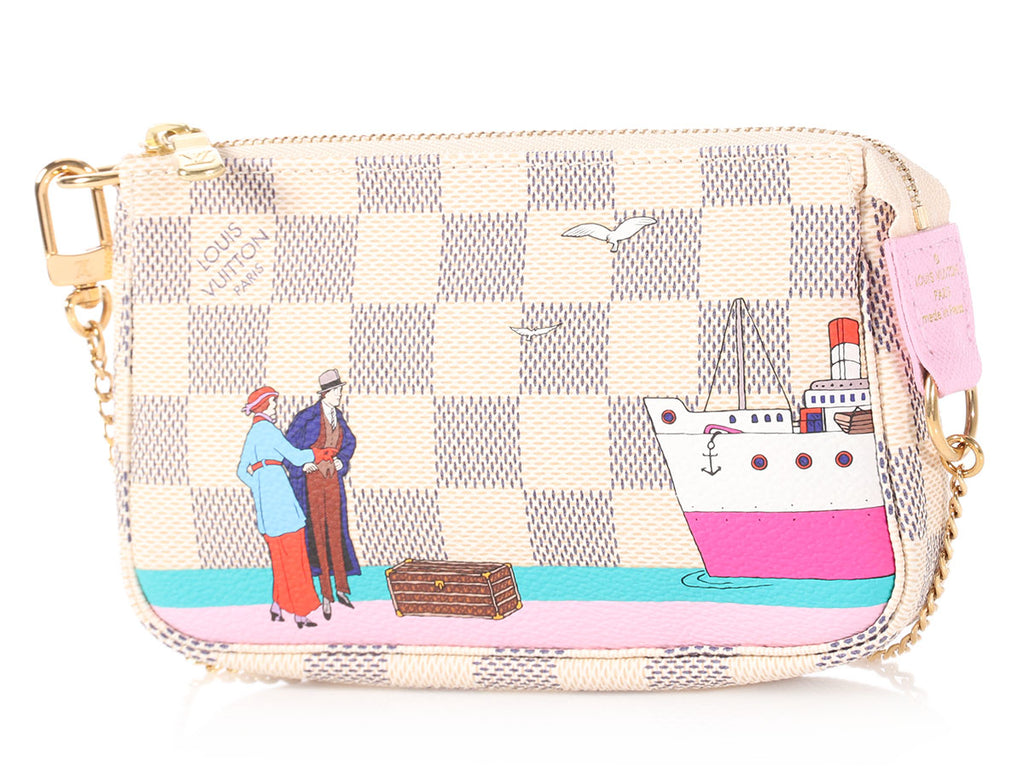 Louis Vuitton Mini Damier Azur Transatlantic Cruises Print Pochette Ac - Ann&#39;s Fabulous Closeouts