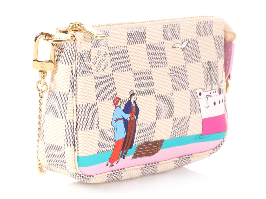 Louis Vuitton Mini Damier Azur Transatlantic Cruises Print Pochette Ac - Ann&#39;s Fabulous Closeouts