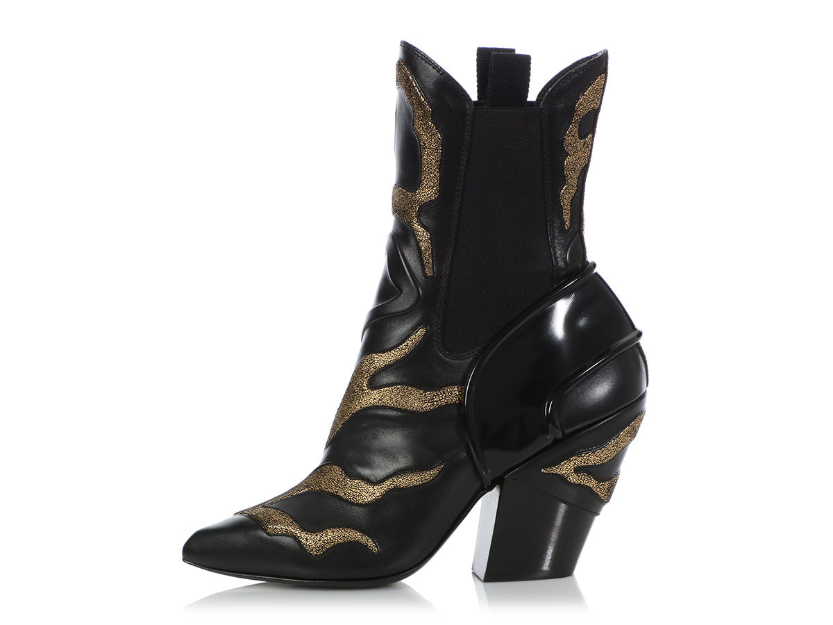 Louis Vuitton Black and Gold Fireball Ankle Boots - Ann&#39;s Fabulous Closeouts