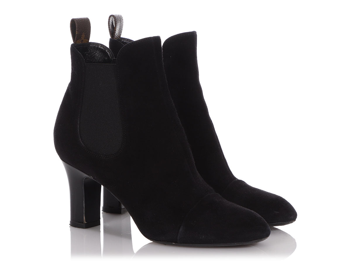 Louis Vuitton black suede ankle boot Deerskin ref166007  Joli Closet