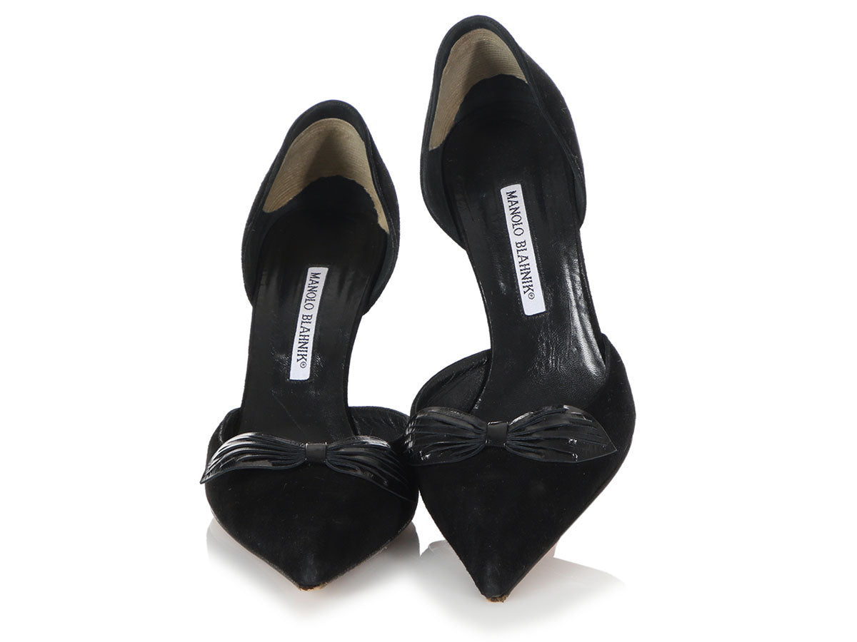 manolo blahnik black suede pumps