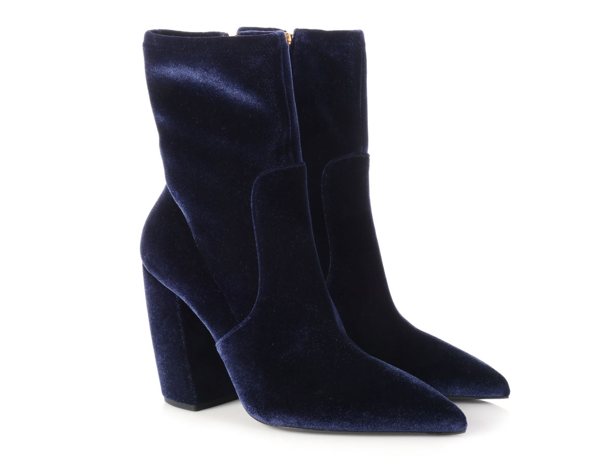 Prada Blue Velvet Ankle Boots - Ann's 