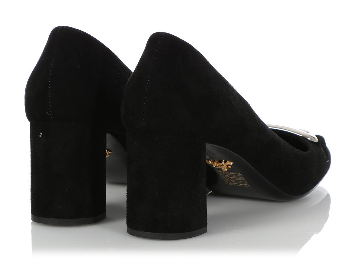 black suede pumps block heel