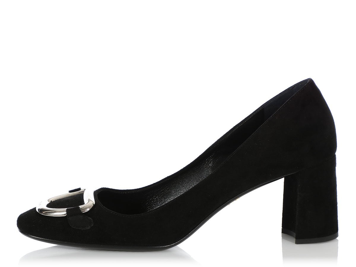 black block heel pumps