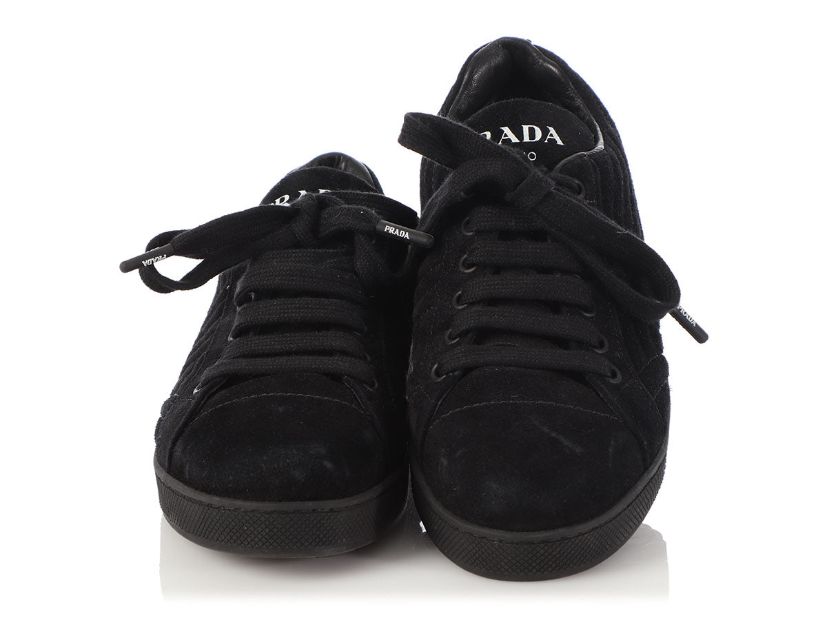 Prada Black Suede Sneakers - Ann's Fabulous Closeouts