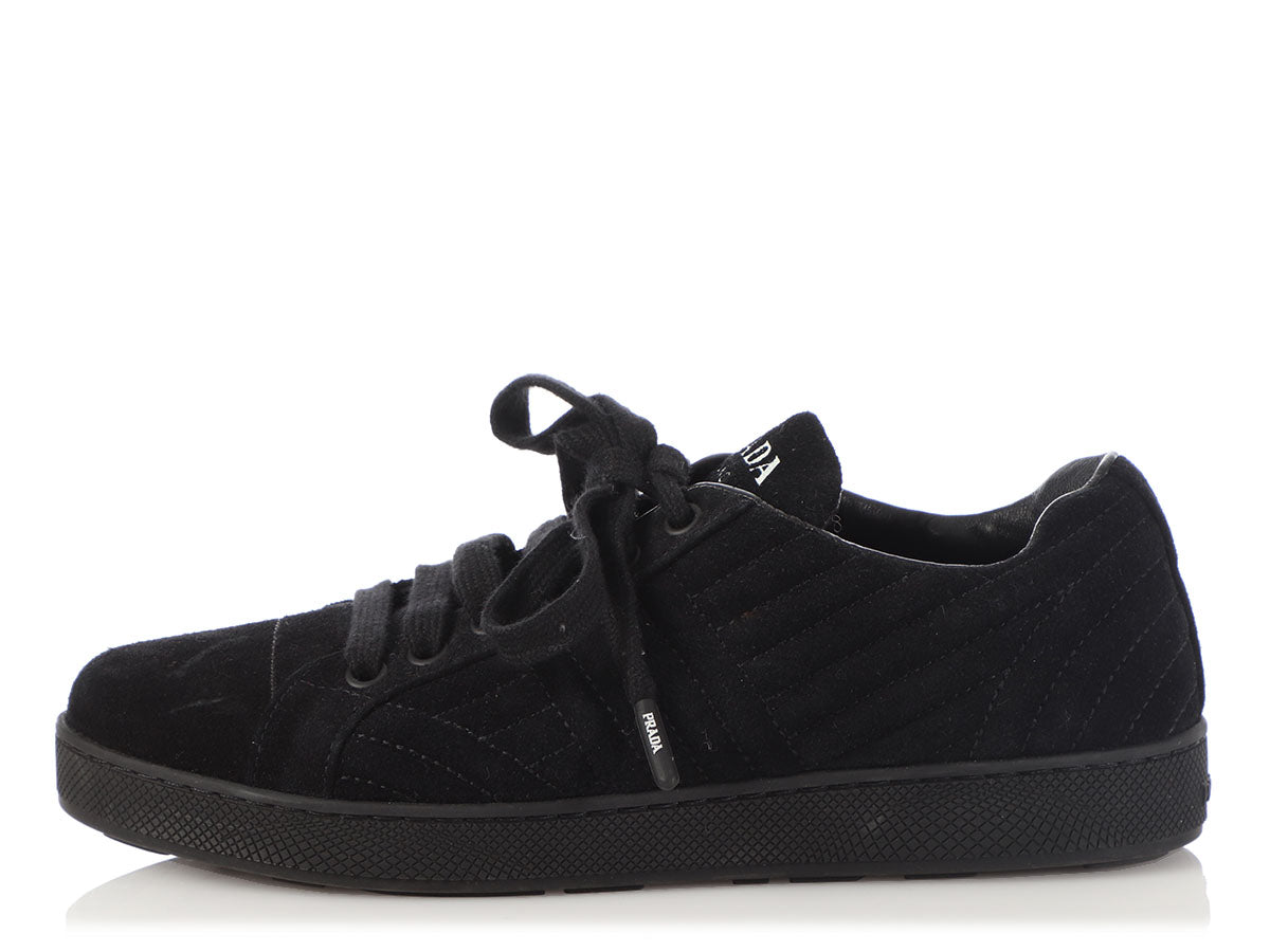 Prada Black Suede Sneakers - Ann's Fabulous Closeouts