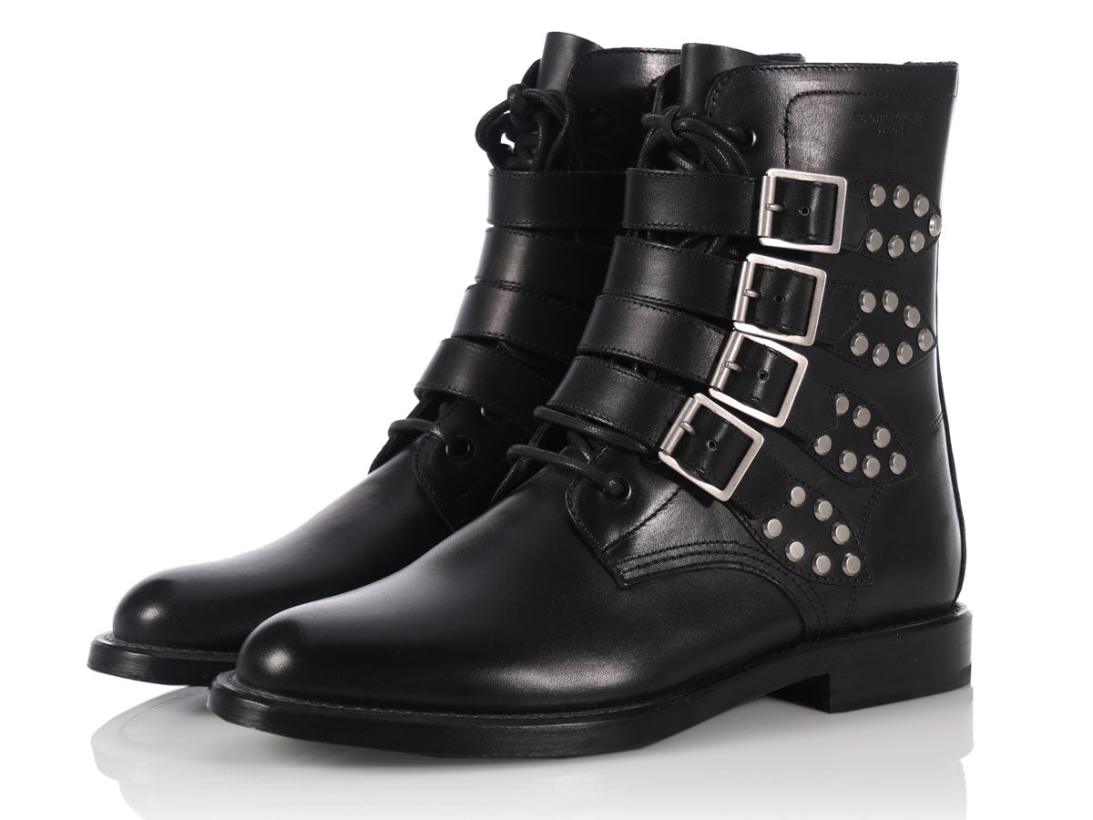 studded boots with buckles