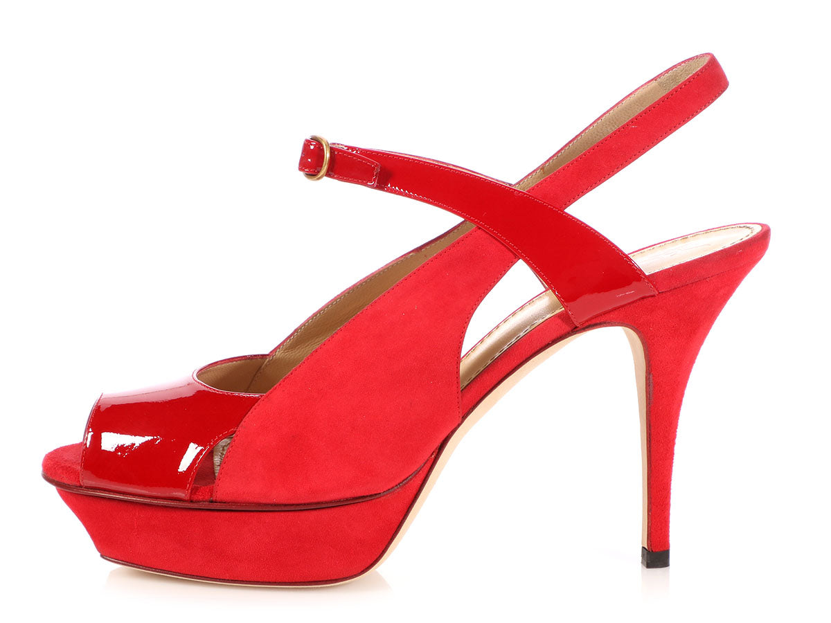 red ysl pumps