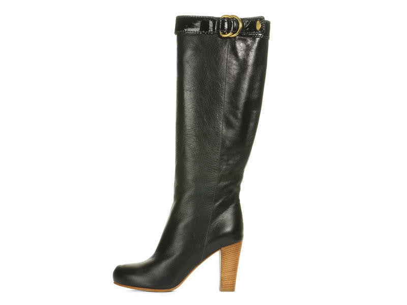 tall black leather boots with heel