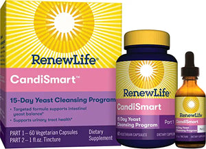 SPECIAL ONLINE SALE ONLY! ON Renew Life CandiSmart 15-Day Yeast Cleansing Program Part 1) 60 veg Capsules Part 2) 1fl. oz Tincture - Eden Valley Country Store