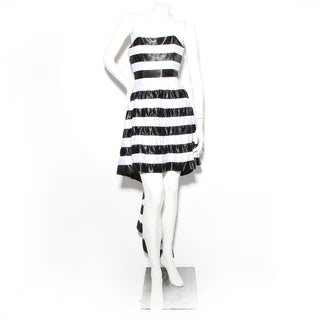 1996 Black and White Stripes Silk Dress items sold