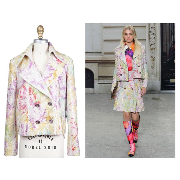 Coats, Outerwear Chanel Chanel Spring 2016 Pink Tweed Irredescent Lined Coat