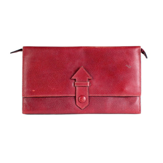 Red Logo-Embossed Large Zip Wallet