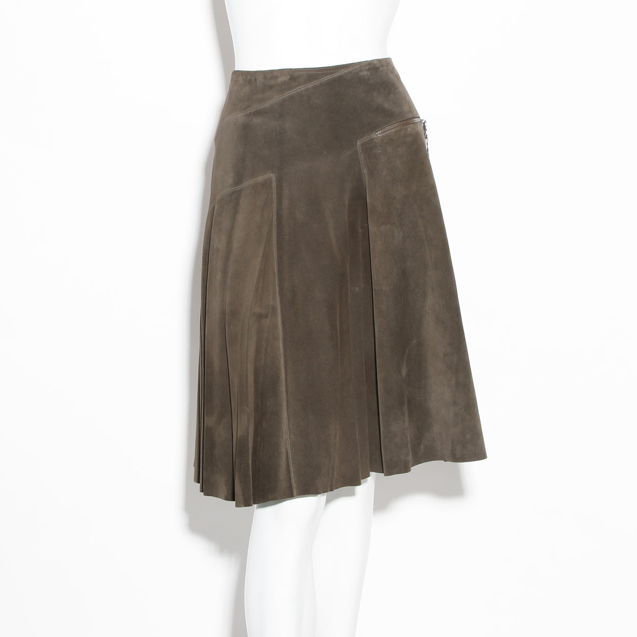 suede pleated skirt