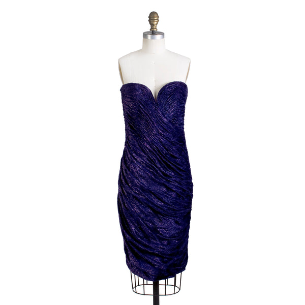 Strapless Metallic Purple Dress – Decades Inc.