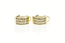 Load image into Gallery viewer, 10K 0.90 Ctw Diamond Inset Channel Oval Hoop Earrings Yellow Gold
