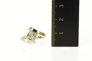 14K 0.27 Ct 1950's Diamond Bypass Engagement Ring Size 5 Yellow Gold