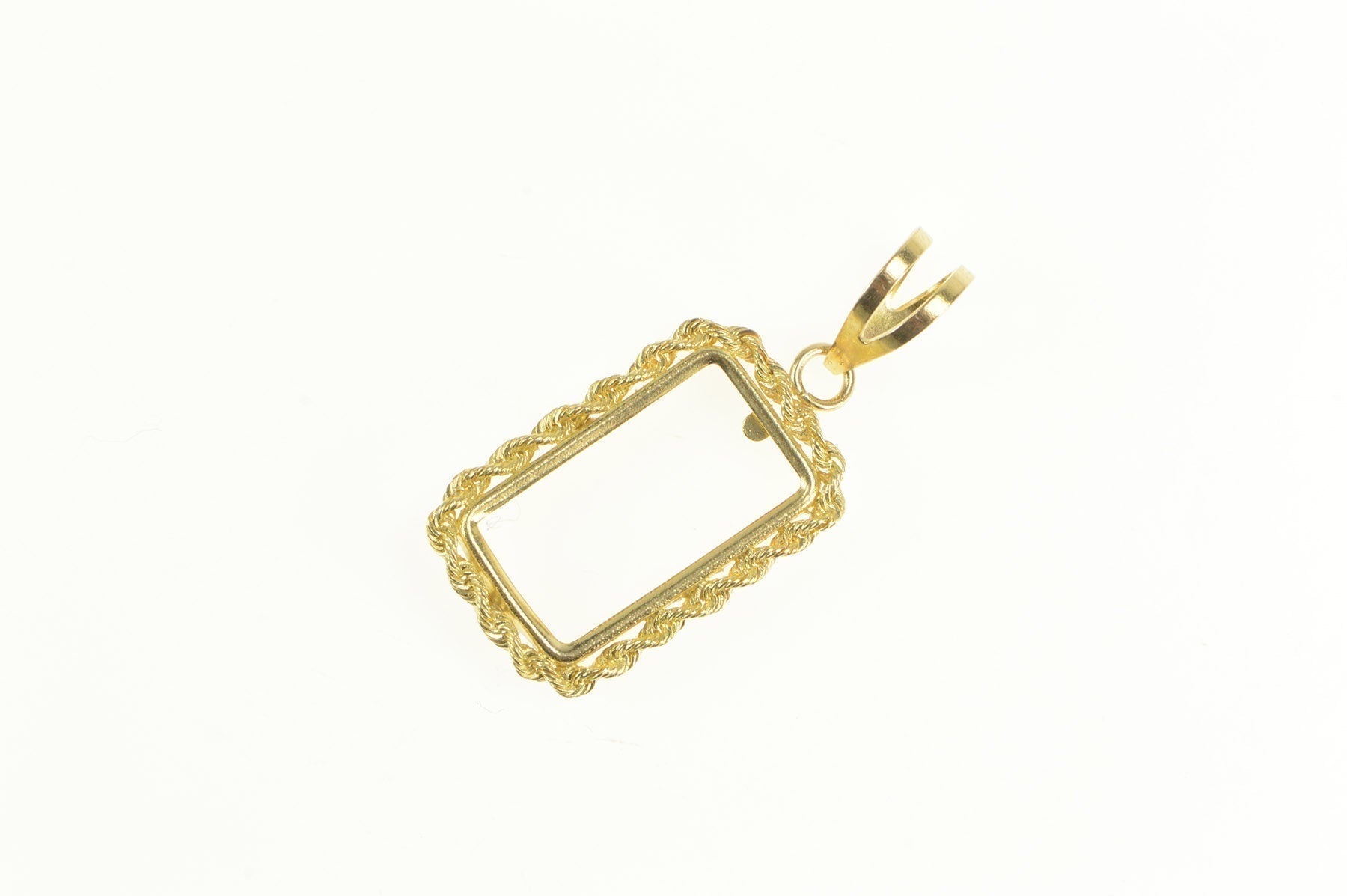 14K Credit Suisse .999 Gold Bar 1 Gram Bezel Holder Pendant Yellow Gold