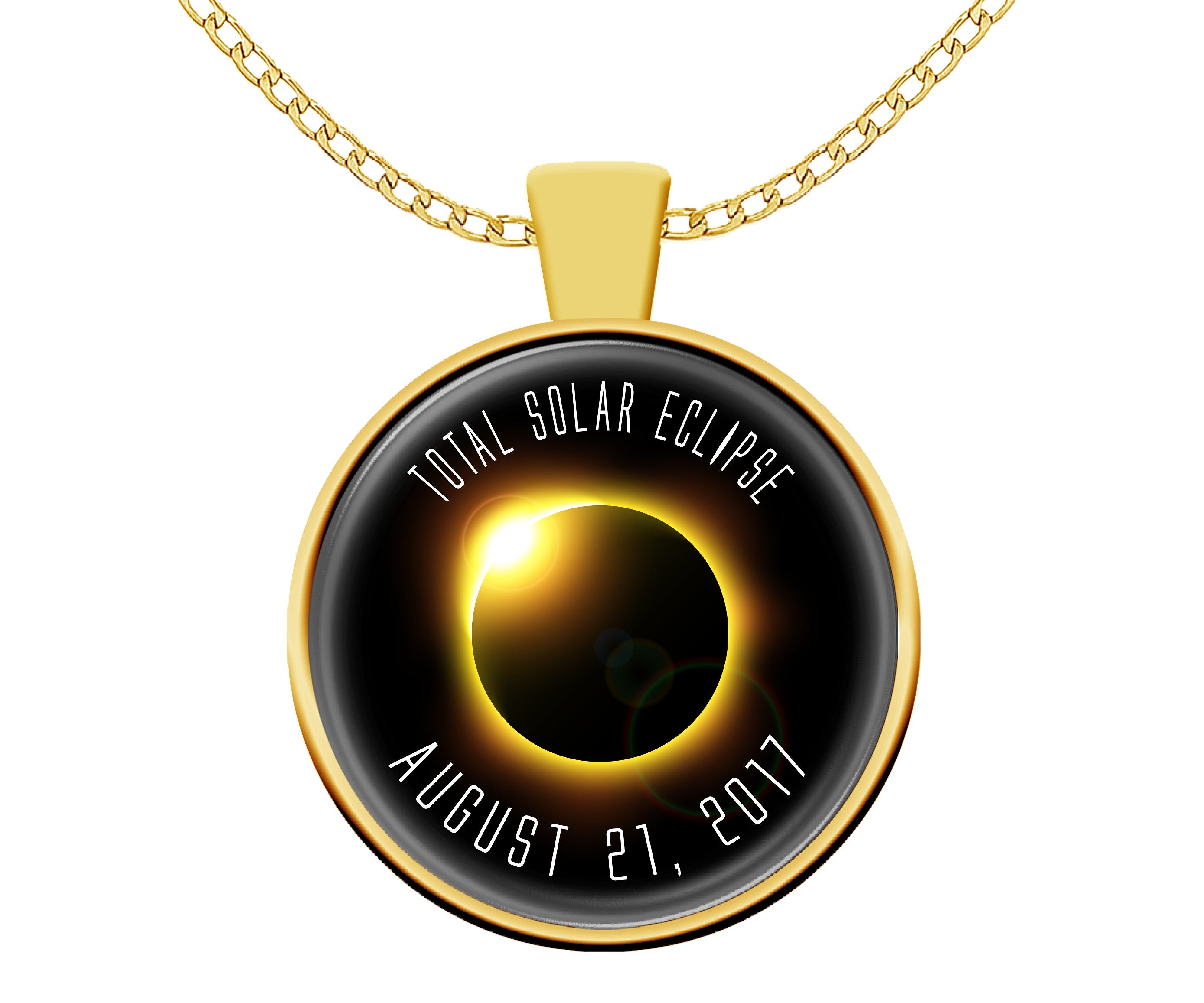 Solar Eclipse Necklace 2017 Gold Plated