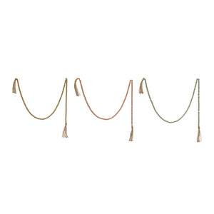 Paulownia Wood Bead Garland w/ Jute Tassel ~ 3 colors - Fox & Fig