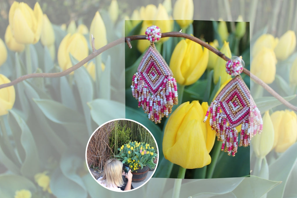 Symphony of yellow tulips and our Dottie Earrings